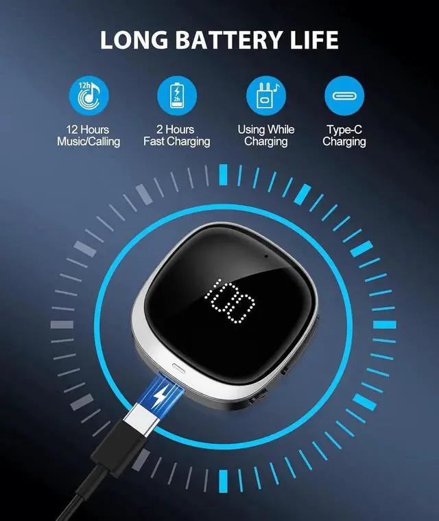 Alt view image 5 of 7 - AUX In-Car Bluetooth Adapter, [LED Screen] Bluetooth 5.3 Receiver for Speakers/Home Stereo/Corded Headphones, 3.5mm Wireless Audio Receiver for Hands-Free Calling/Music, Dual Connectivity