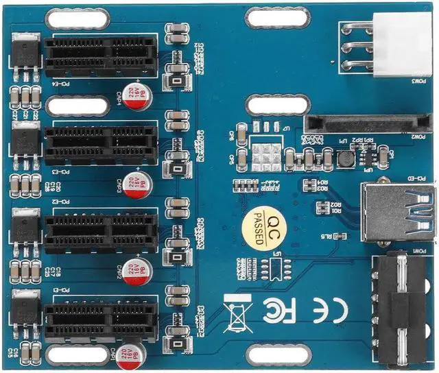 Alt view image 5 of 5 - 1 to 4 PCI Express 1X Slots Riser Card Mini ITX to External 4 PCI-e Slot AdapterPort Multiplier Card