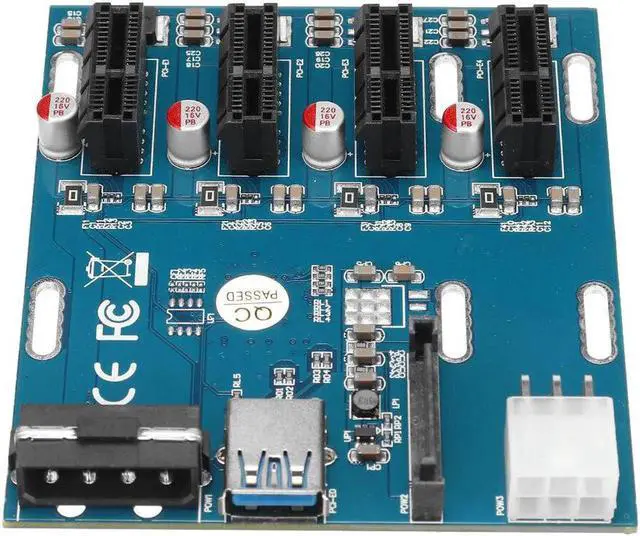 Alt view image 3 of 5 - 1 to 4 PCI Express 1X Slots Riser Card Mini ITX to External 4 PCI-e Slot AdapterPort Multiplier Card