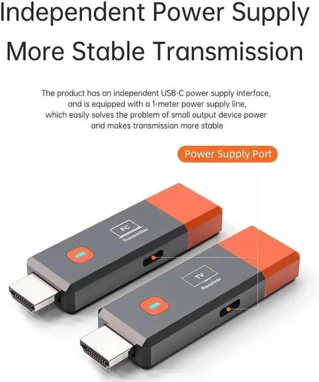 Alt view image 3 of 7 - Wireless HDMI Transmitter and Receiver, 328FT/100M 2.4G/5G Wireless HDMI Extender, 4K Decoding 1080P Output for video and audio transmission from laptop/PC/TV box/projector/streaming to monitor/TV.