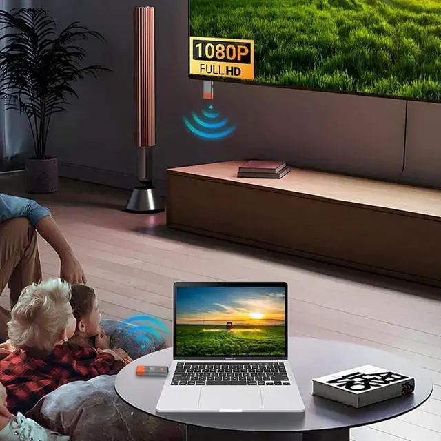 Alt view image 5 of 7 - Wireless HDMI Transmitter and Receiver, 328FT/100M 2.4G/5G Wireless HDMI Extender, 4K Decoding 1080P Output for video and audio transmission from laptop/PC/TV box/projector/streaming to monitor/TV.