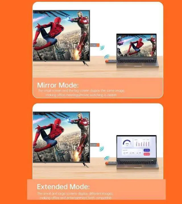 Alt view image 2 of 7 - Wireless HDMI Transmitter and Receiver, 328FT/100M 2.4G/5G Wireless HDMI Extender, 4K Decoding 1080P Output for video and audio transmission from laptop/PC/TV box/projector/streaming to monitor/TV.