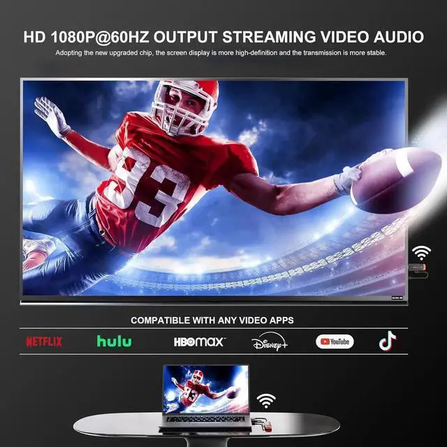 Alt view image 2 of 7 - Wireless HDMI Transmitter and Receiver:, 196 ft. 4K Decoded HDMI Wireless Transmitter Plug and Play, 1080P Output, Streaming Video from Laptop/PC/TV Box to Monitor in Home Office