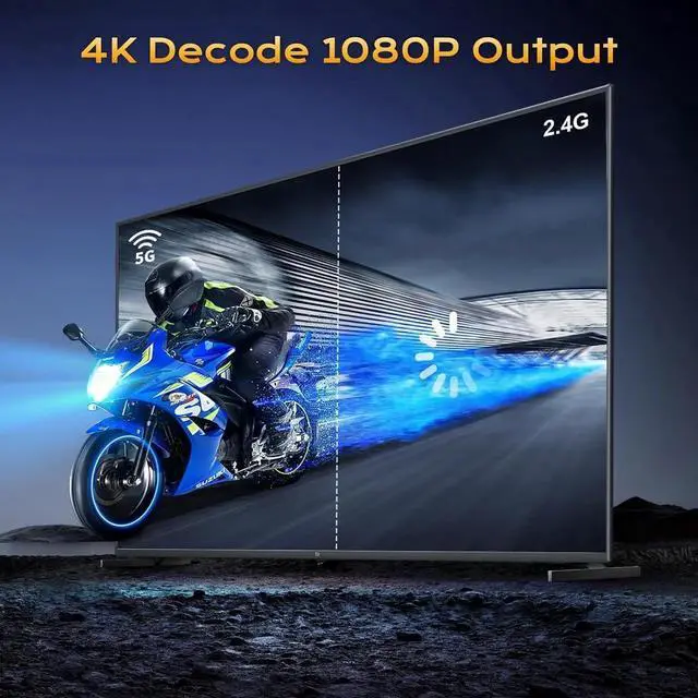 Alt view image 7 of 7 - Wireless HDMI Transmitter and Receiver, 492-Foot Wireless HDMI Extender with Adapter, Plug and Play 2.4/5GHz Antenna Enhanced Signal, 4K Decoding 1080P Output to Laptop/Box Monitor/Projector