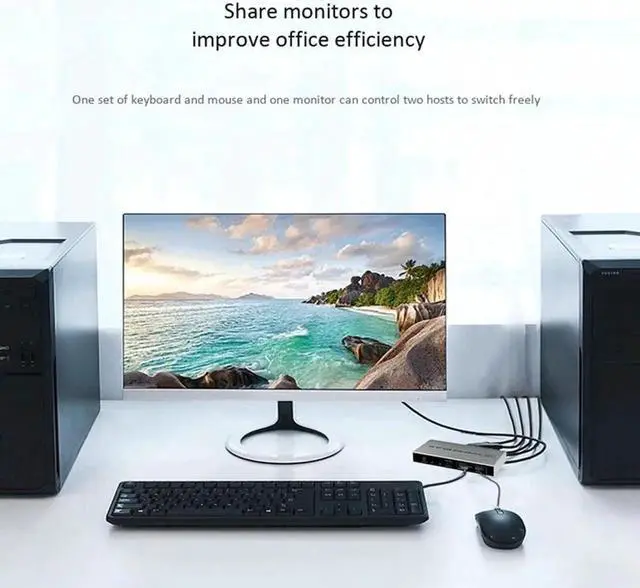 Alt view image 4 of 5 - KVM Switch 4K/60Hz , Dual-Port DP 1.2 KVM Switcher 2 in 4 Out for Sharing Printer Keyboard Mouse (EU Plug)