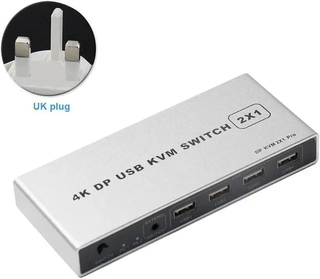 Alt view image 2 of 5 - 4K 60Hz Plug And Play Displayport Mouse Support Computer Controller Monitor VGA Stable KVM Switch 1 Out Dual Port USB Connection