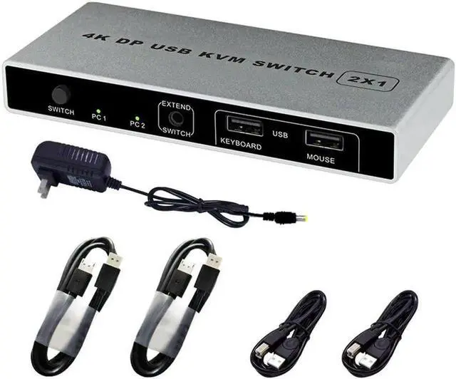 Main image of 4K 60Hz Plug And Play Displayport Mouse Support Computer Controller Monitor VGA Stable KVM Switch 1 Out Dual Port USB Connection