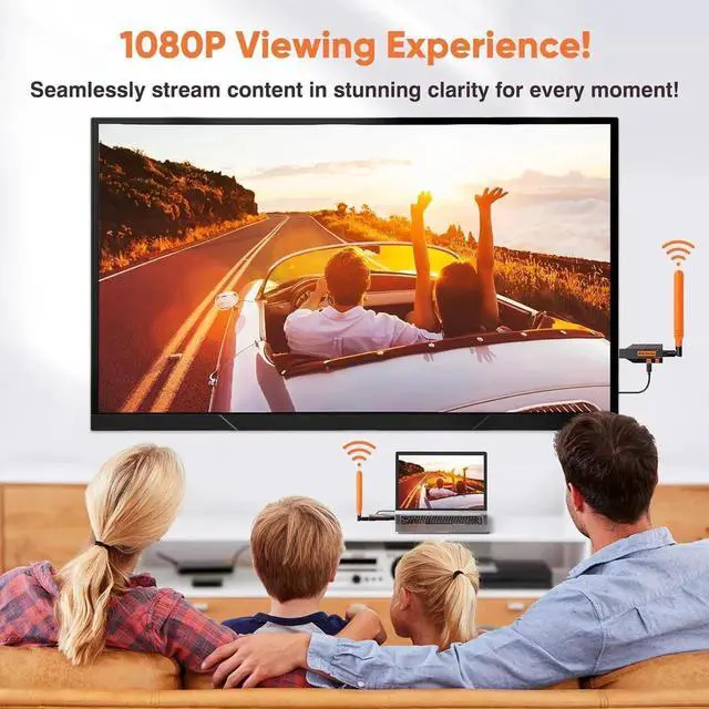 Alt view image 3 of 7 - Wireless HDMI Transmitter and Receiver, Long Distance 150M/450Ft, 1080P HD Streaming, Plug and Play HDMI Extender for TV, Projector, Laptop, Game Consoles, Perfect for Home, Office, Classroom Use