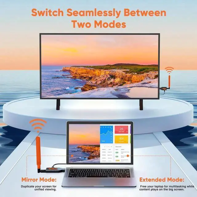 Alt view image 2 of 7 - Wireless HDMI Transmitter and Receiver, Long Distance 150M/450Ft, 1080P HD Streaming, Plug and Play HDMI Extender for TV, Projector, Laptop, Game Consoles, Perfect for Home, Office, Classroom Use