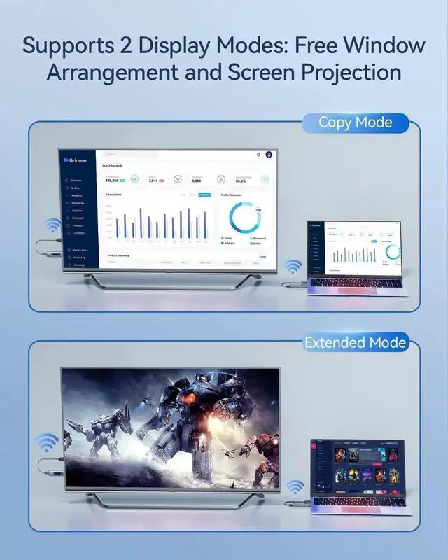 Alt view image 3 of 7 - 2025 Upgrade Wireless HDMI Transmitter and Receiver, 328FT/100M, Plug and Play Portable 5G+2.4G Wireless HDMI Extender Kit for 4K Decode Input 1080P Output, Audio Monitoring for Laptops/TV Boxes