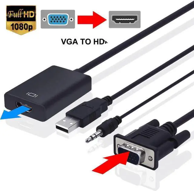 Main image of VGA to HDMI-compatible Converter Adapter with USB Power audio 3.6mm for PC Laptop TV Box Computer Display ProjectorLength: <=0.5m (0.5m and below)
Color: Black (vga to hd type1)