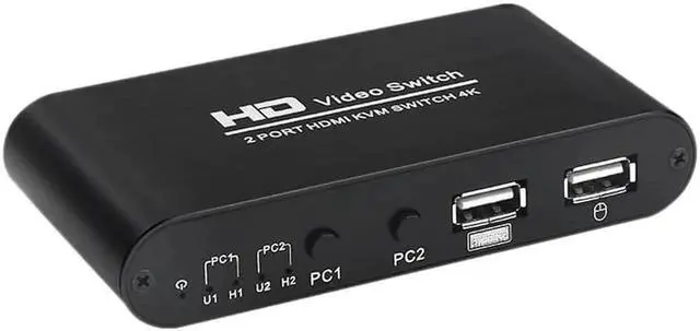 Main image of 2 Port KVM Switch 4K USB KVM Switcher Splitter with Cable for Keyboard Mouse Printer Monitor