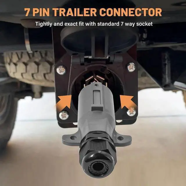 Alt view image 6 of 7 - RV 7-Pin Trailer Plug with IP68 Watertight Seal 2-Piece, Removable 7-Way Circular RV-Type Trailer Side Connector 7-Point Trailer Wiring Plug