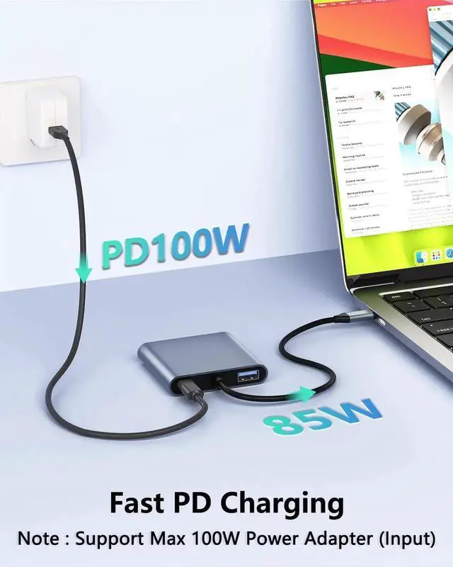 Alt view image 6 of 6 - USB C to Dual HDMI Adapter, USB C Splitter 2 Monitor Display, Dual Monitor HDMI Adapter, Type C HDMI Hub Laptop/Monitor Multi-Monitor Docking Station, Thunderbolt Compatible