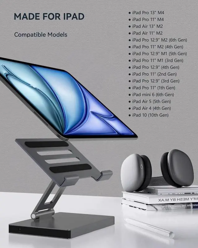 Alt view image 5 of 6 - iPad Pro USB C Hub Cradle for iPad Pro M4 M2 M1 13 12.9 11-inch iPad Air Docking Station Foldable 4K 60Hz HDMI, PD Charging, SD/TF Card Reader, 3 USB 3.0, 3.5mm Audio, iPad Docking Station Accessories