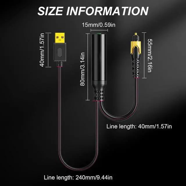 Alt view image 2 of 7 - Digital Sound Analog Optical 3.5mm to USB Converter Adapter Coaxial Spdif Receiver Digital Optical Converter