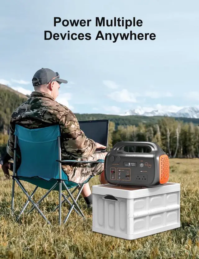 Alt view image 6 of 6 - GreenOE 600W Solar Generator 655Wh Portable Power Station with 100W Solar Panel