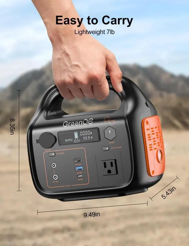 Alt view image 2 of 7 - GreenOE Portable Power Station 300W 299Wh Solar Powered Generator with 7 Ports