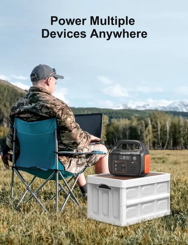 Alt view image 7 of 7 - GreenOE Portable Power Station 300W 299Wh Solar Powered Generator with 7 Ports
