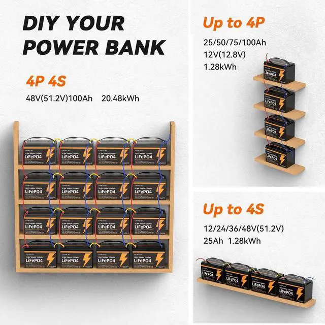 Alt view image 5 of 7 - GreenOE 12V 100Ah 1280Wh LiFePO4 Battery Group 31 With Built-in 100A BMS for RV