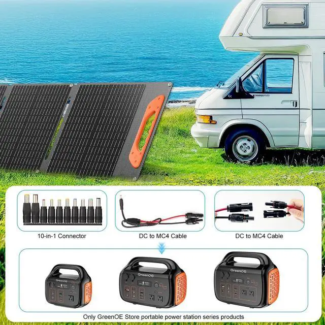 Alt view image 4 of 7 - GreenOE 100W Foldable Portable Solar Panel High Efficiency IP67 Waterproof