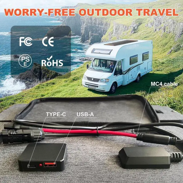 Alt view image 5 of 7 - GreenOE 100W Foldable Portable Solar Panel High Efficiency IP67 Waterproof