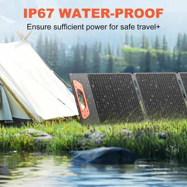 Alt view image 6 of 7 - GreenOE 100W Foldable Portable Solar Panel High Efficiency IP67 Waterproof
