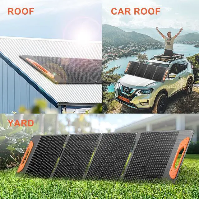 Alt view image 7 of 7 - GreenOE 100W Foldable Portable Solar Panel High Efficiency IP67 Waterproof