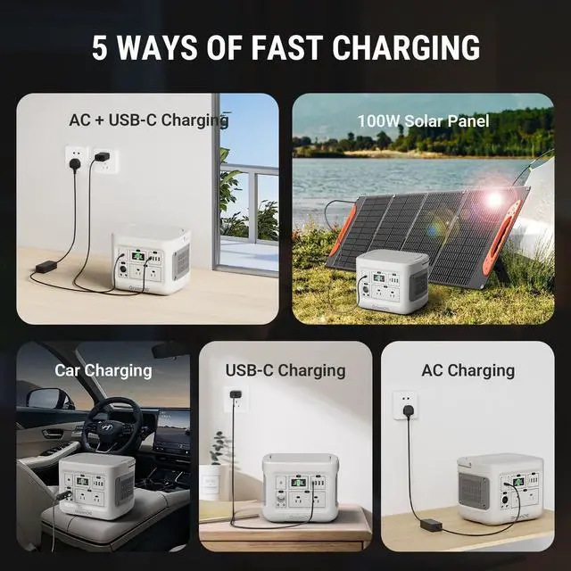 Alt view image 4 of 7 - GreenOE 294Wh Portable Power Station LFP Battery Fast Charging Solar Generator