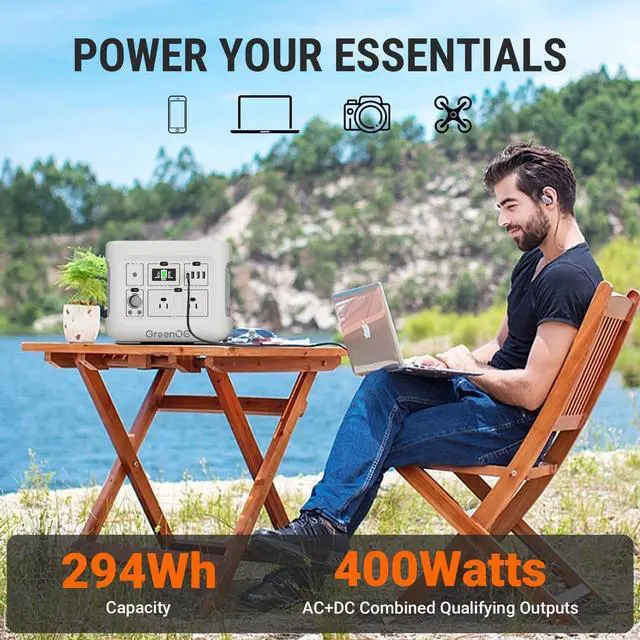 Alt view image 5 of 7 - GreenOE 294Wh Portable Power Station LFP Battery Fast Charging Solar Generator