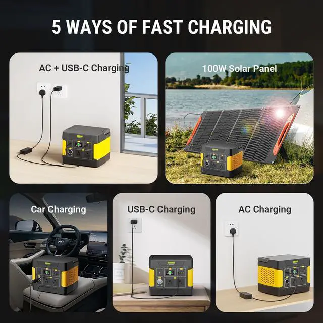 Alt view image 4 of 7 - GreenOE 294Wh Portable Power Station LFP Battery Charging Solar Generator Black