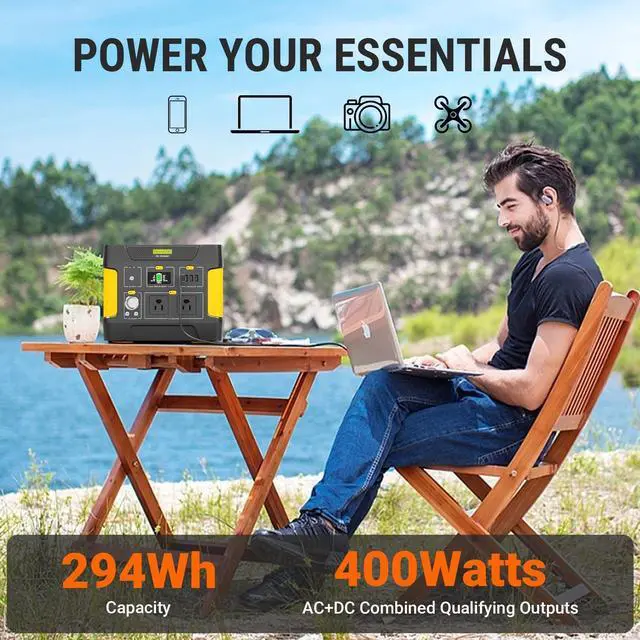 Alt view image 5 of 7 - GreenOE 294Wh Portable Power Station LFP Battery Charging Solar Generator Black