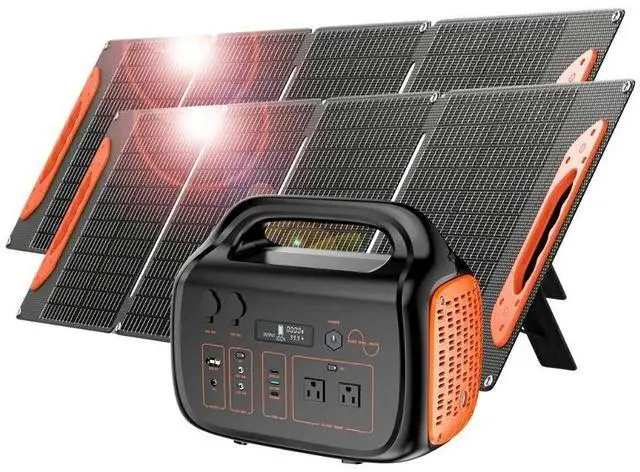 Main image of GreenOE 1000W Generator 1024Wh Portable Power Station with 2x100W Solar panel