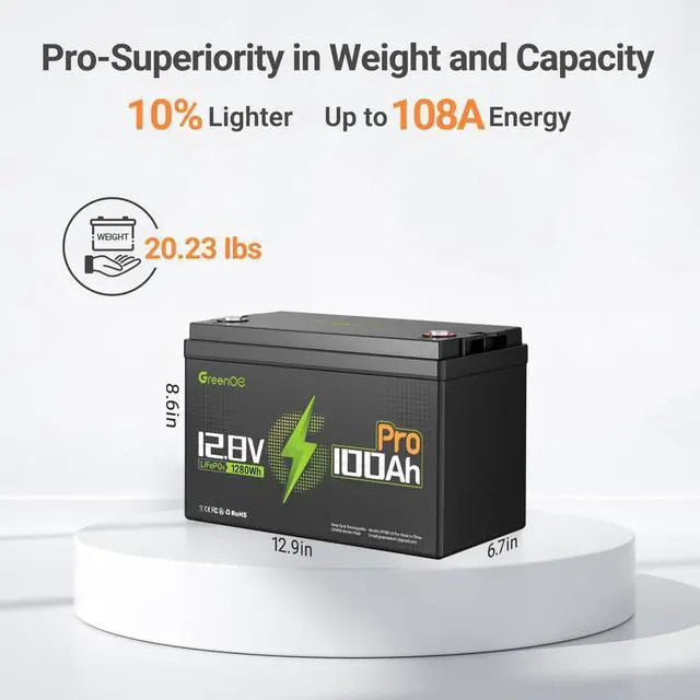Alt view image 5 of 7 - GreenOE 12V 100Ah LiFePO4 Battery Group 31 With Built-in 100A BMS For Trailer