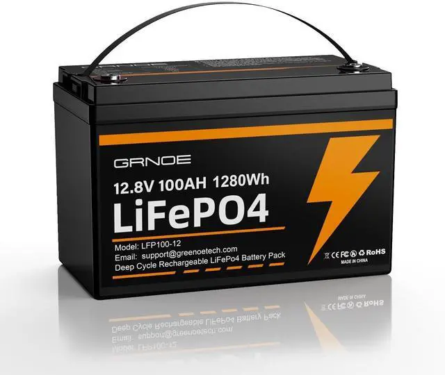 Main image of GreenOE 12V 100Ah 1280Wh LiFePO4 Battery Group 31 With Built-in 100A BMS for RV