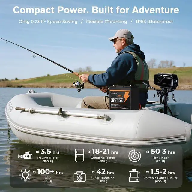 Alt view image 6 of 7 - GreenOE 12V 100Ah Mini Size 1280Wh LiFePO4 Battery With Built-in 100A BMS for RV