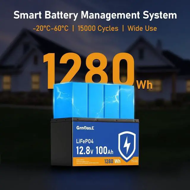 Alt view image 4 of 7 - GrnOas.E 12V 100Ah LiFePO4 Battery Group 31 With Built-in 100A BMS For RV Home