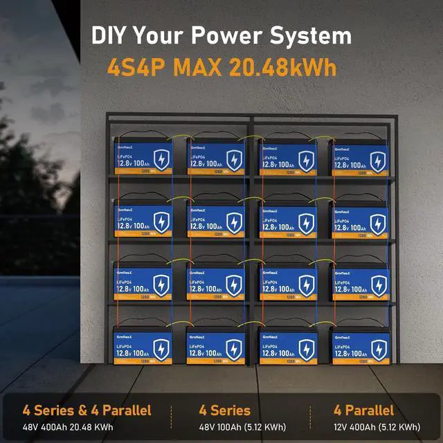 Alt view image 5 of 7 - GrnOas.E 12V 100Ah LiFePO4 Battery Group 31 With Built-in 100A BMS For RV Home