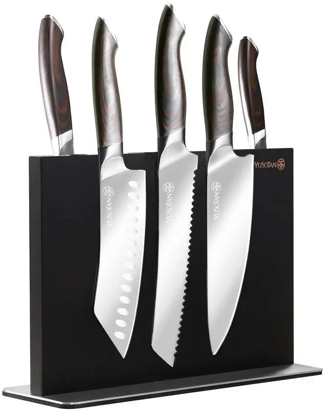 Main image of YUSOTAN  5-Piece Kitchen Knife Set with Wood Magnetic Knife Holder, Japanese Knife Set High Carbon Stainless Steel Knife Set Suitable for Thanksgiving, Wedding, Father's Day Gift Giving