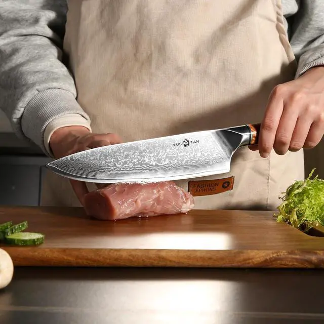 Alt view image 7 of 7 - YUSOTAN Damascus Japanese Chef Knife 8 inch Cooking Knife Super Sharp Damascus kitchen Knife High Carbon Stainless Steel Meat Knife and BBQ Knife with Ergonomic Solid Wood HandleGift Box