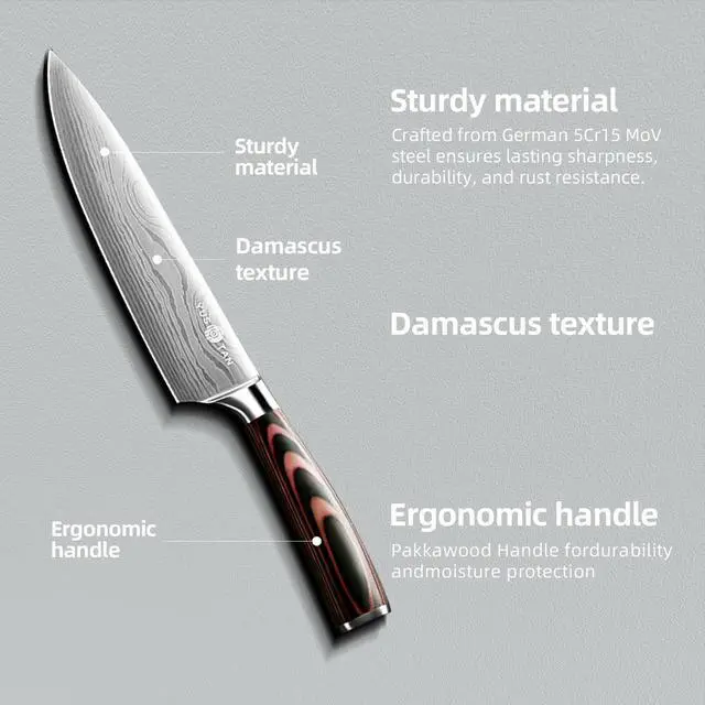 Alt view image 4 of 6 - YUSOTAN Japanese Chef Knife , 8 Inch Chef Knife, Japanese High Carbon Stainless Steel Super Sharp Meat Cutting and BBQ Knife and Ergonomic Solid Wood Handle with Box
