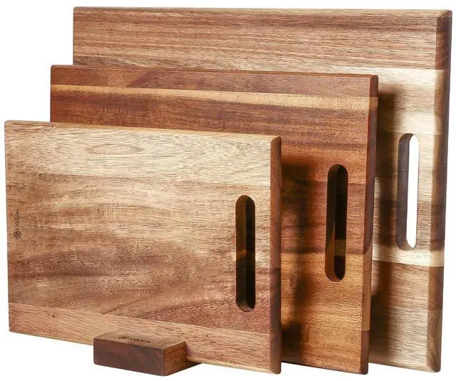 Main image of YUSOTAN 3-piece Acacia Wood Cutting Board Set for Kitchen, Large Wooden Cutting Board Set with Handle, Thick  Chopping Board, Butcher Block Wooden Trays for Meat, Fruit Vegetable and Cheese
