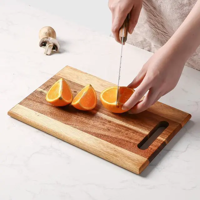 Alt view image 5 of 7 - YUSOTAN 3-piece Acacia Wood Cutting Board Set for Kitchen, Large Wooden Cutting Board Set with Handle, Thick  Chopping Board, Butcher Block Wooden Trays for Meat, Fruit Vegetable and Cheese