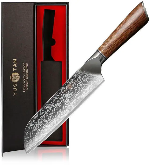 Main image of YUSOTAN Damascus Japanese Santoku Knife 7inch Damascus kitchen knife Chef knofe High Carbon Stainless Steel Super Sharp Meat Cutting Knife BBQ Knife with Ergonomic Solid Wood HandleGift Box