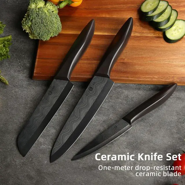 Alt view image 3 of 6 - YUSOTAN 3-Piece Ceramic Knife Set 6"Ceramic Knife 5"Lettuce Knife 4"Paring Knife Ceramic Kitchen Knive Set for Father's Day Mother's Day Christmas Wedding Gifts Birthday Gifts Thanksgiving