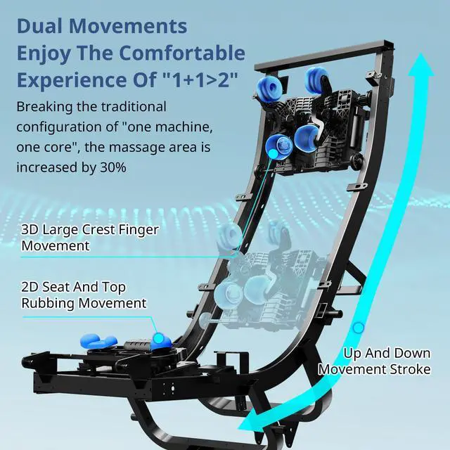 Alt view image 2 of 7 - MYNTA 2025 4D Massage Chair for Full Body, 4D+2D Dual Mechanism with Waist & Shawl Heating, Zero Gravity Recliner Foot & Calf Massage, Extended SL-Track, Music Sync with Hi-Fi Bluetooth Speaker