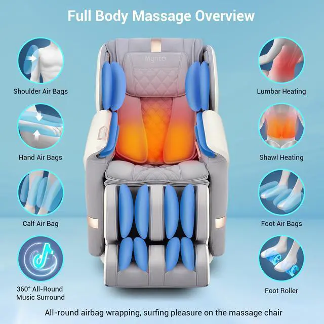 Alt view image 4 of 7 - MYNTA 2025 4D Massage Chair for Full Body, 4D+2D Dual Mechanism with Waist & Shawl Heating, Zero Gravity Recliner Foot & Calf Massage, Extended SL-Track, Music Sync with Hi-Fi Bluetooth Speaker