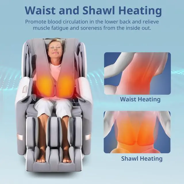 Alt view image 3 of 7 - MYNTA 2025 4D Massage Chair for Full Body, 4D+2D Dual Mechanism with Waist & Shawl Heating, Zero Gravity Recliner Foot & Calf Massage, Extended SL-Track, Music Sync with Hi-Fi Bluetooth Speaker