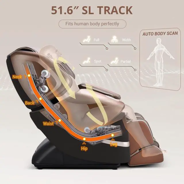 Alt view image 7 of 7 - MYNTA 2025 4D Massage Chair for Full Body, 4D+2D Dual Mechanism with Waist & Shawl Heating, Zero Gravity Recliner Foot & Calf Massage, Extended SL-Track, Music Sync with Hi-Fi Bluetooth Speaker