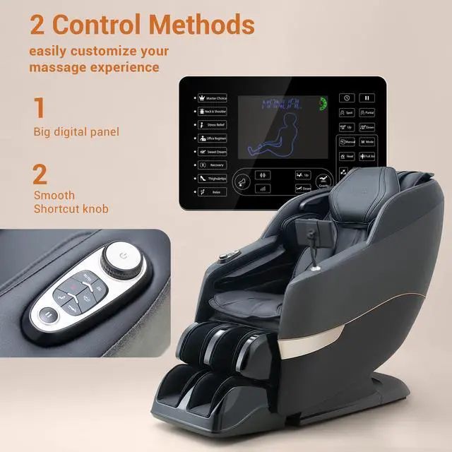 Alt view image 2 of 7 - MYNTA 3D Massage Chair Full Body 2025 Shaitsu SL Track Massage Chairs with Zero Gravity Full Body Airbags & Heating, MC1650(Black)